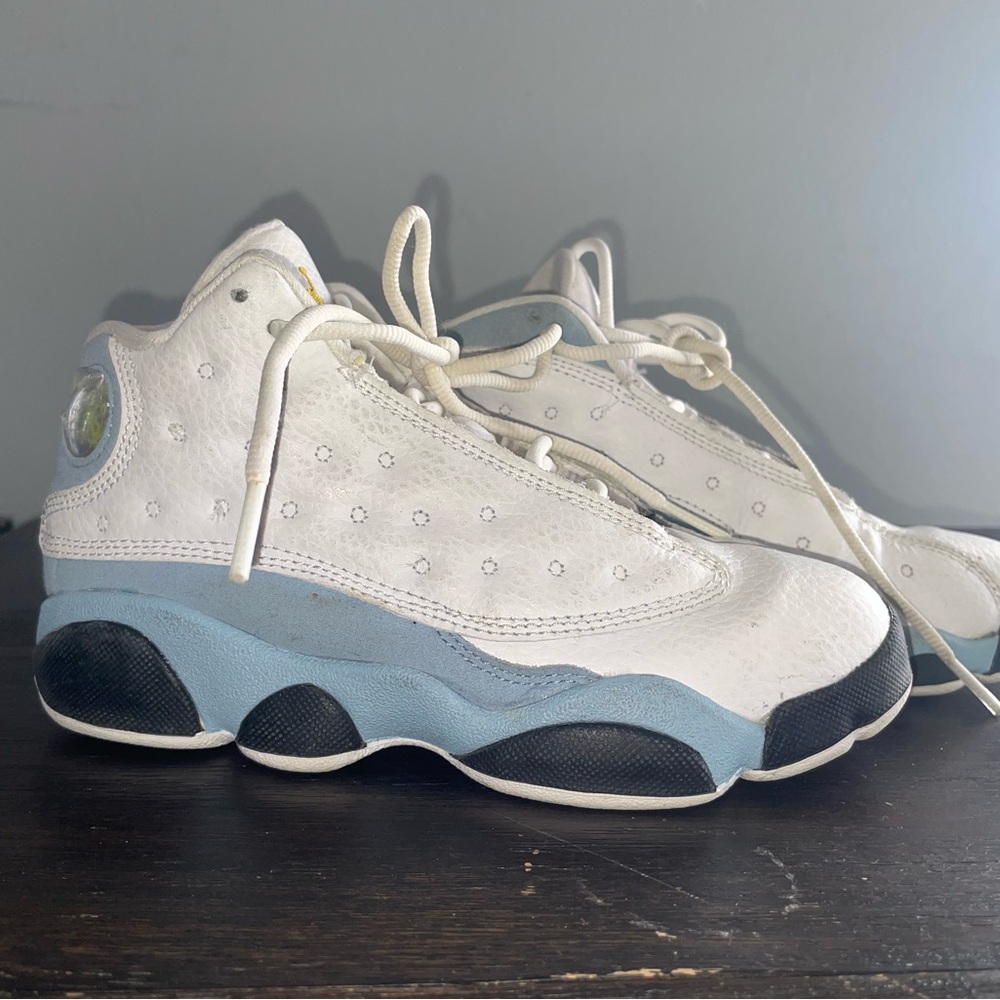 Jordan Kids White and Light Blue Sneakers